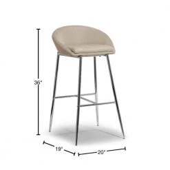 Set of 2 Agatha Modern Cream Fabric 29.5 in. Bar Stool with Chrome Frame by Glamour Home -Kahomvis Sales Store cream chrome glamour home bar stools ghstl 1151 40 1000