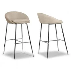 Set of 2 Agatha Modern Cream Fabric 29.5 in. Bar Stool with Chrome Frame by Glamour Home