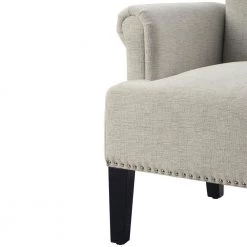 Cream Accent Rivet Tufted Polyester Armchair by Kahomvis -Kahomvis Sales Store cream kahomvis accent chairs bb lkpp2 0caa 4f 1000