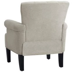 Cream Accent Rivet Tufted Polyester Armchair by Kahomvis -Kahomvis Sales Store cream kahomvis accent chairs bb lkpp2 0caa 66 1000