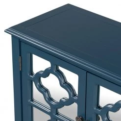 Dark Blue Wood Buffet Sideboard Storage Cabinet with Adjustable Shelves and Glass Mirrored Doors by Kahomvis -Kahomvis Sales Store dark blue kahomvis sideboards buffet tables u lkwf2 28aav 44 1000