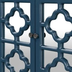 Dark Blue Wood Buffet Sideboard Storage Cabinet with Adjustable Shelves and Glass Mirrored Doors by Kahomvis -Kahomvis Sales Store dark blue kahomvis sideboards buffet tables u lkwf2 28aav fa 1000