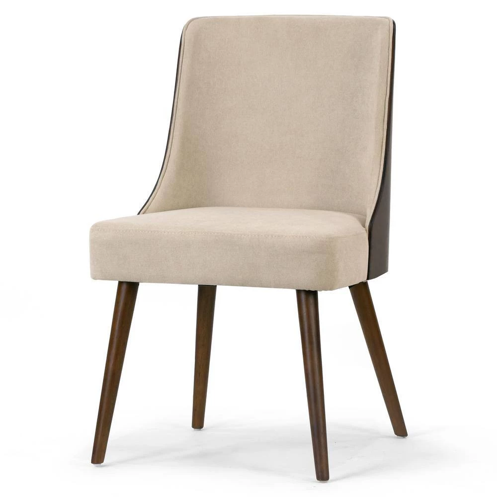 Asma Beige Fabric Chair with Dark Brown Bentwood Back and Solid Wood Legs (Set of 2) by Glamour Home 4 Asma Beige Fabric Chair with Dark Brown Bentwood Back and Solid Wood Legs (Set of 2) by Glamour Home - Image 4