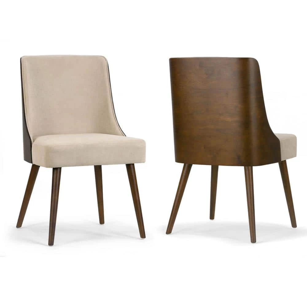 Asma Beige Fabric Chair with Dark Brown Bentwood Back and Solid Wood Legs (Set of 2) by Glamour Home 1 Asma Beige Fabric Chair with Dark Brown Bentwood Back and Solid Wood Legs (Set of 2) by Glamour Home