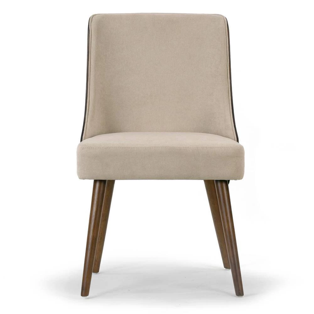 Asma Beige Fabric Chair with Dark Brown Bentwood Back and Solid Wood Legs (Set of 2) by Glamour Home 3 Asma Beige Fabric Chair with Dark Brown Bentwood Back and Solid Wood Legs (Set of 2) by Glamour Home - Image 3