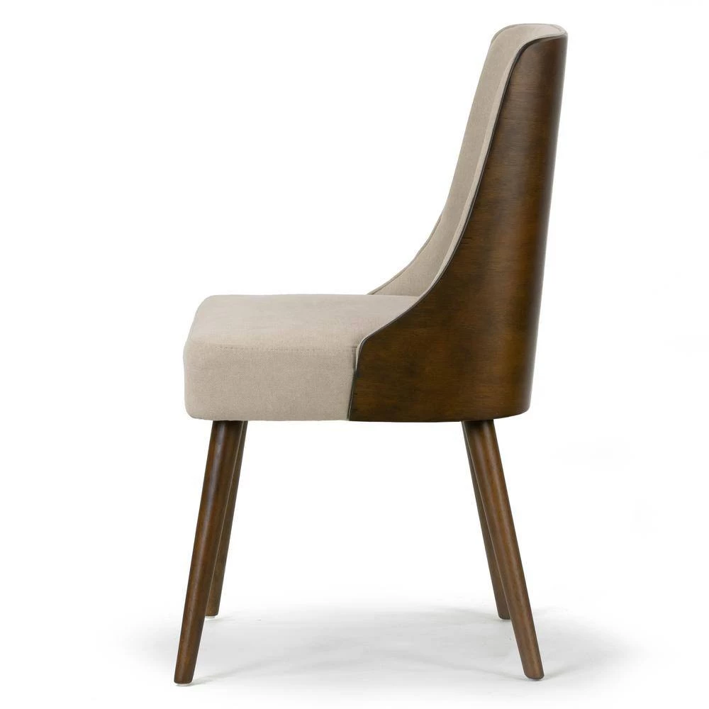 Asma Beige Fabric Chair with Dark Brown Bentwood Back and Solid Wood Legs (Set of 2) by Glamour Home 2 Asma Beige Fabric Chair with Dark Brown Bentwood Back and Solid Wood Legs (Set of 2) by Glamour Home - Image 2