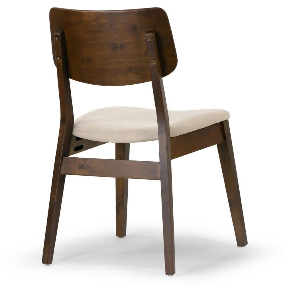 Astin Dark Brown Wood Chair with Beige Fabric Seat (Set of 2) by Glamour Home 6 Astin Dark Brown Wood Chair with Beige Fabric Seat (Set of 2) by Glamour Home - Image 6