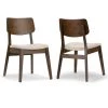 Astin Dark Brown Wood Chair with Beige Fabric Seat (Set of 2) by Glamour Home