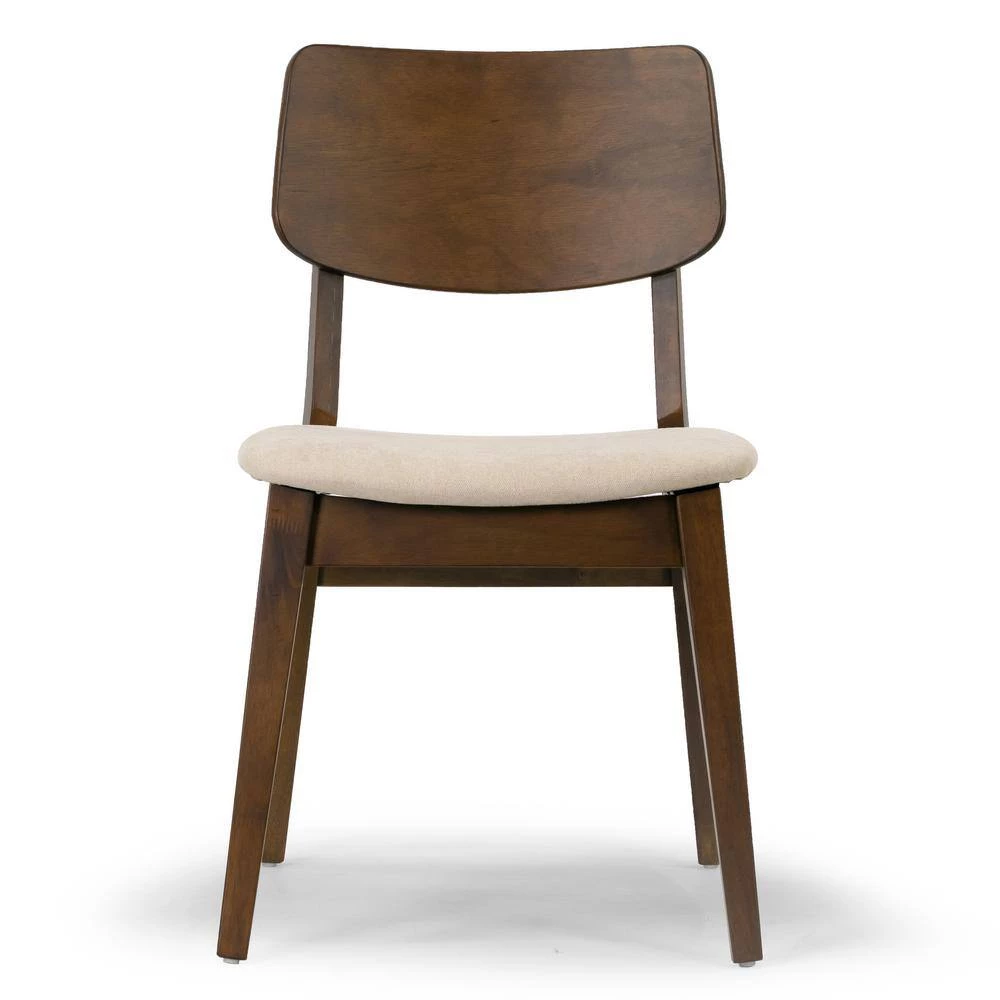 Astin Dark Brown Wood Chair with Beige Fabric Seat (Set of 2) by Glamour Home 4 Astin Dark Brown Wood Chair with Beige Fabric Seat (Set of 2) by Glamour Home - Image 4