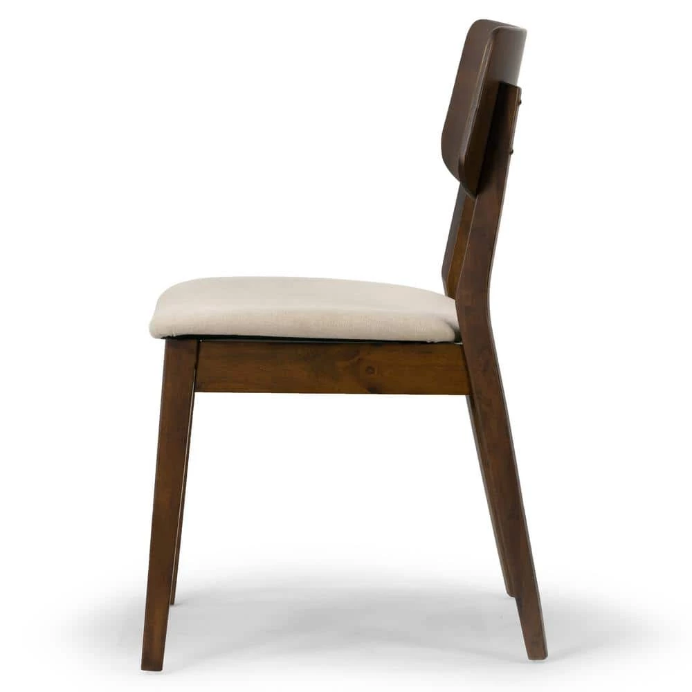 Astin Dark Brown Wood Chair with Beige Fabric Seat (Set of 2) by Glamour Home 2 Astin Dark Brown Wood Chair with Beige Fabric Seat (Set of 2) by Glamour Home - Image 2