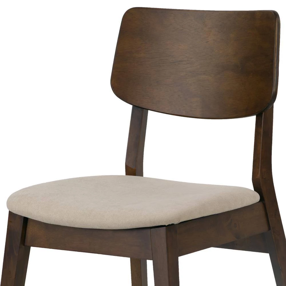 Astin Dark Brown Wood Chair with Beige Fabric Seat (Set of 2) by Glamour Home 7 Astin Dark Brown Wood Chair with Beige Fabric Seat (Set of 2) by Glamour Home - Image 7