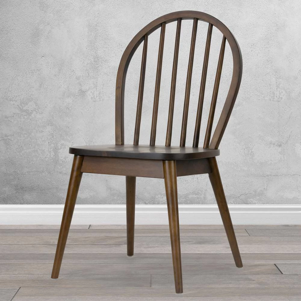 Astra Dark Brown Solid Wood Chair with Windsor Back (Set of 2) by Glamour Home 8 Astra Dark Brown Solid Wood Chair with Windsor Back (Set of 2) by Glamour Home - Image 8