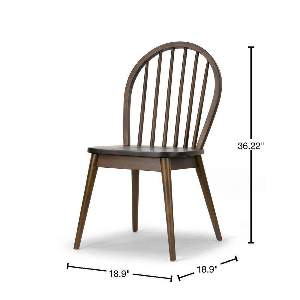 Astra Dark Brown Solid Wood Chair with Windsor Back (Set of 2) by Glamour Home 3 Astra Dark Brown Solid Wood Chair with Windsor Back (Set of 2) by Glamour Home - Image 3