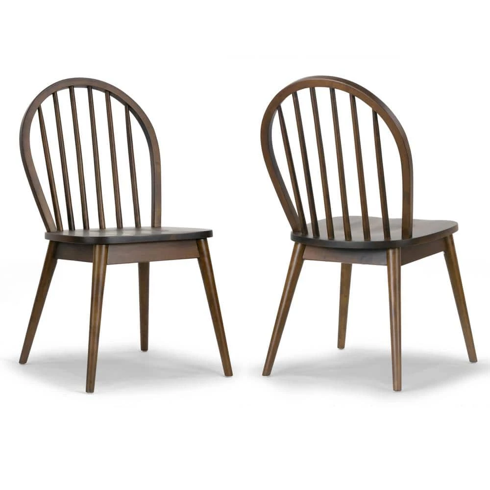 Astra Dark Brown Solid Wood Chair with Windsor Back (Set of 2) by Glamour Home 1 Astra Dark Brown Solid Wood Chair with Windsor Back (Set of 2) by Glamour Home