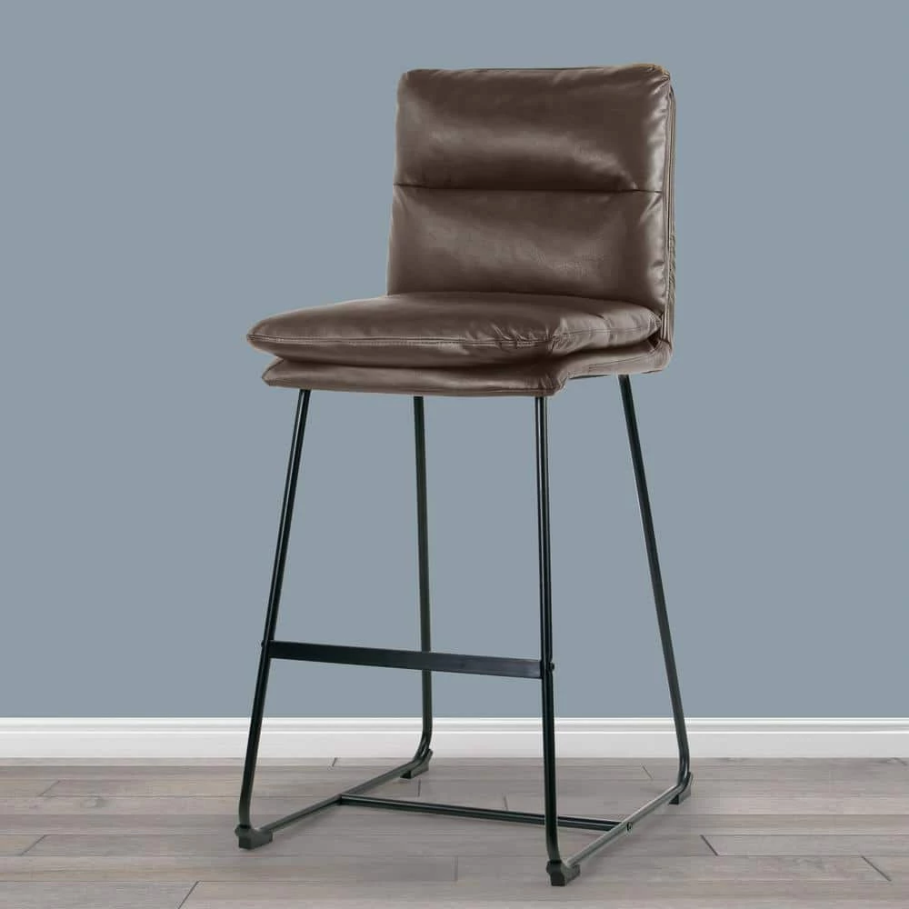 Aulani Brown Upholstered Metal Frame 30 in. Bar Stool with Puffy Cushions (Set of 2) by Glamour Home 9 Aulani Brown Upholstered Metal Frame 30 in. Bar Stool with Puffy Cushions (Set of 2) by Glamour Home - Image 9
