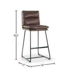 Aulani Brown Upholstered Metal Frame 30 in. Bar Stool with Puffy Cushions (Set of 2) by Glamour Home 11 Aulani Brown Upholstered Metal Frame 30 in. Bar Stool with Puffy Cushions (Set of 2) by Glamour Home -Kahomvis Sales Store dark brown glamour home bar stools ghstl 1497 40 1000