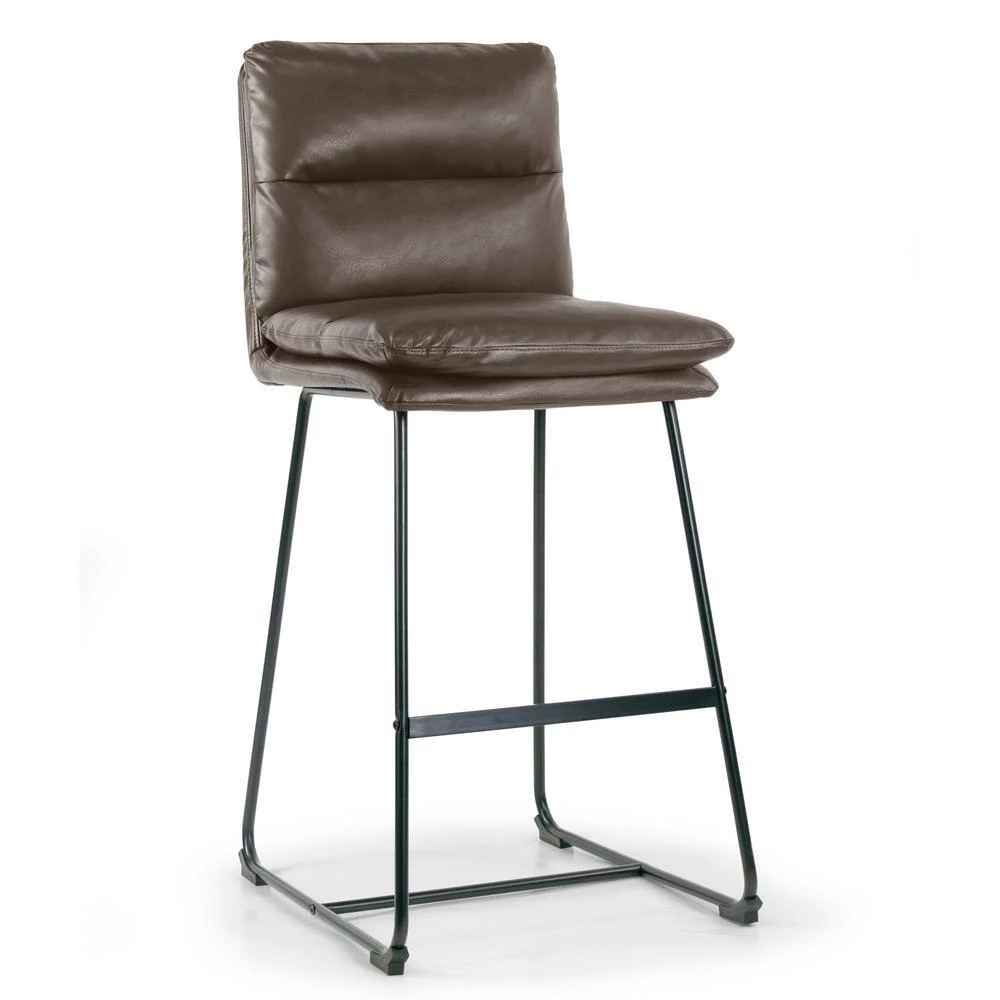 Aulani Brown Upholstered Metal Frame 30 in. Bar Stool with Puffy Cushions (Set of 2) by Glamour Home 5 Aulani Brown Upholstered Metal Frame 30 in. Bar Stool with Puffy Cushions (Set of 2) by Glamour Home - Image 5