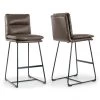Aulani Brown Upholstered Metal Frame 30 in. Bar Stool with Puffy Cushions (Set of 2) by Glamour Home