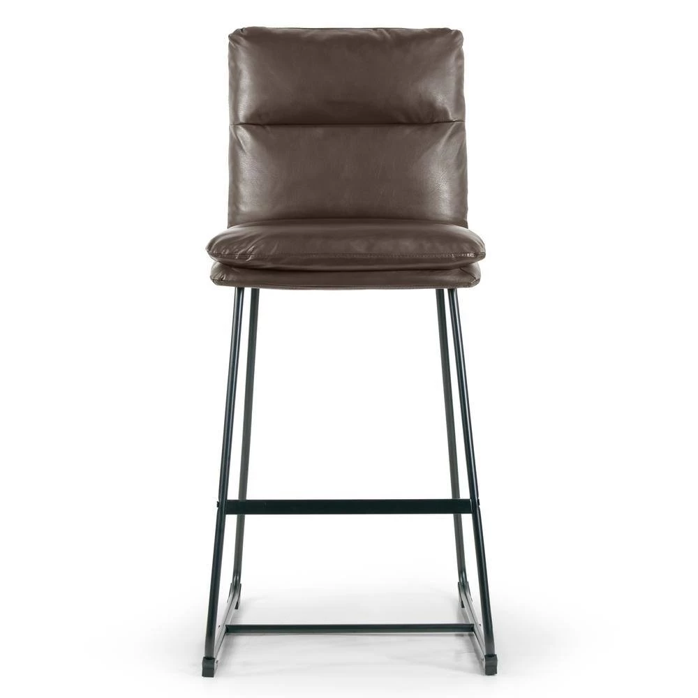 Aulani Brown Upholstered Metal Frame 30 in. Bar Stool with Puffy Cushions (Set of 2) by Glamour Home 4 Aulani Brown Upholstered Metal Frame 30 in. Bar Stool with Puffy Cushions (Set of 2) by Glamour Home - Image 4