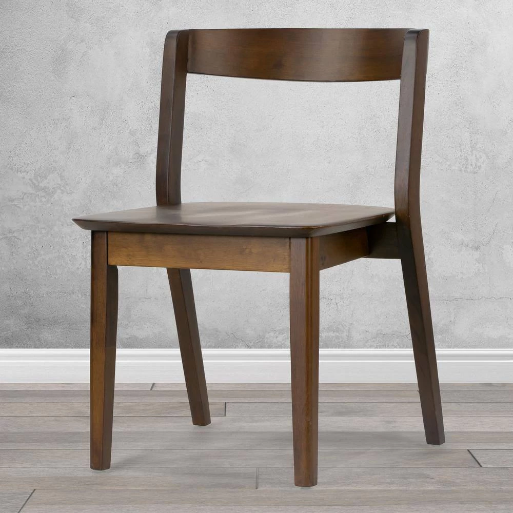 Astor Dark Brown Solid Wood Chair with Curved Back (Set of 2) by Glamour Home 7 Astor Dark Brown Solid Wood Chair with Curved Back (Set of 2) by Glamour Home - Image 7