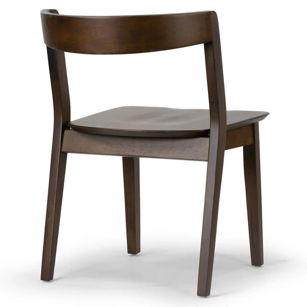 Astor Dark Brown Solid Wood Chair with Curved Back (Set of 2) by Glamour Home 5 Astor Dark Brown Solid Wood Chair with Curved Back (Set of 2) by Glamour Home - Image 5
