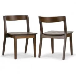 Astor Dark Brown Solid Wood Chair with Curved Back (Set of 2) by Glamour Home