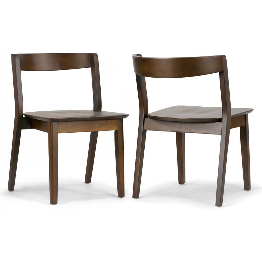 Astor Dark Brown Solid Wood Chair with Curved Back (Set of 2) by Glamour Home 1 Astor Dark Brown Solid Wood Chair with Curved Back (Set of 2) by Glamour Home