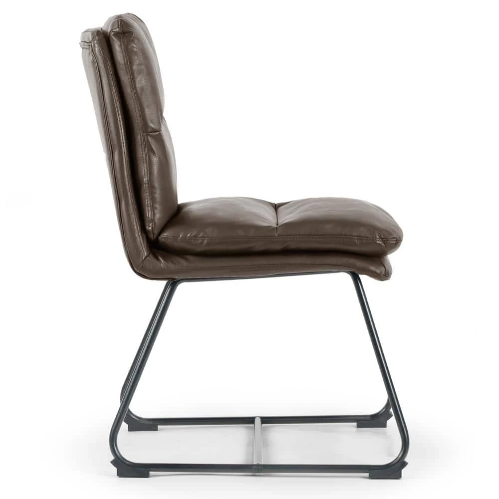 Set of 2 Aulani Brown Upholstered Metal Frame Dining Chair with Puffy Cushions by Glamour Home 2 Set of 2 Aulani Brown Upholstered Metal Frame Dining Chair with Puffy Cushions by Glamour Home - Image 2