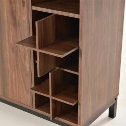 Dark Brown Kitchen Buffet Sideboard with Removable Wine Racks and Cabinets, Wood Storage Console for Dining Room by Kahomvis -Kahomvis Sales Store dark brown kahomvis sideboards buffet tables kk lkwf 8aad 44 1000