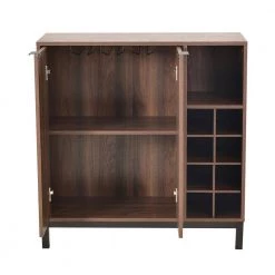 Dark Brown Kitchen Buffet Sideboard with Removable Wine Racks and Cabinets, Wood Storage Console for Dining Room by Kahomvis -Kahomvis Sales Store dark brown kahomvis sideboards buffet tables kk lkwf 8aad 77 1000