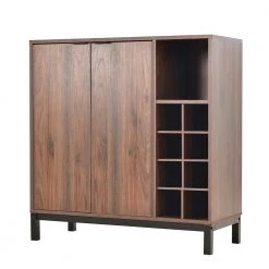 Dark Brown Kitchen Buffet Sideboard with Removable Wine Racks and Cabinets, Wood Storage Console for Dining Room by Kahomvis -Kahomvis Sales Store dark brown kahomvis sideboards buffet tables kk lkwf 8aad c3 1000