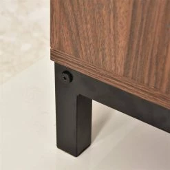 Dark Brown Kitchen Buffet Sideboard with Removable Wine Racks and Cabinets, Wood Storage Console for Dining Room by Kahomvis -Kahomvis Sales Store dark brown kahomvis sideboards buffet tables kk lkwf 8aad fa 1000