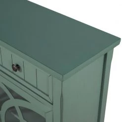 35.4 in. Dark Green Vintage Acacia Wood Accent Buffet Sideboard Storage Cabinet with Adjustable Shelf and 2 Glass Doors by Kahomvis -Kahomvis Sales Store dark green kahomvis accent cabinets u lkwf2 34aad 44 1000