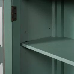 35.4 in. Dark Green Vintage Acacia Wood Accent Buffet Sideboard Storage Cabinet with Adjustable Shelf and 2 Glass Doors by Kahomvis -Kahomvis Sales Store dark green kahomvis accent cabinets u lkwf2 34aad 76 1000