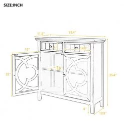 35.4 in. Dark Green Vintage Acacia Wood Accent Buffet Sideboard Storage Cabinet with Adjustable Shelf and 2 Glass Doors by Kahomvis -Kahomvis Sales Store dark green kahomvis accent cabinets u lkwf2 34aad c3 1000