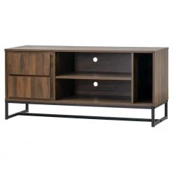 Arva 48 in. Dark Walnut Engineered Wood TV Stand Fits TVs Up to 57 in. with Cable Management by Glamour Home