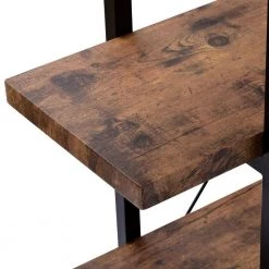 63 in. Distressed Brown Wood 5-Shelf Standard Bookcase with Metal Frame by Kahomvis -Kahomvis Sales Store distressed brown kahomvis bookcases bookshelves ot lkwf1 6aap 4f 1000