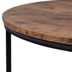 36 in. Distressed Brown Low Round Wood Coffee Table with Caster Wheels by Kahomvis -Kahomvis Sales Store distressed brown kahomvis coffee tables ot lkwf1 3aap c3 1000