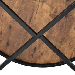 35.4 in. Distressed Brown Low Round Wood Coffee Table with Adjustable Leg Pads by Kahomvis -Kahomvis Sales Store distressed brown kahomvis coffee tables ot lkwf2 04aad 44 1000