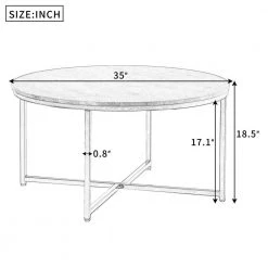 35.4 in. Distressed Brown Low Round Wood Coffee Table with Adjustable Leg Pads by Kahomvis -Kahomvis Sales Store distressed brown kahomvis coffee tables ot lkwf2 04aad fa 1000