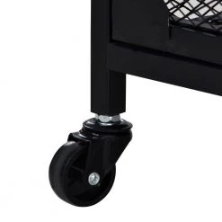 Distressed Brown Industrial Kitchen Cart with Metal Mesh Frame and Wheels by Kahomvis -Kahomvis Sales Store distressed brown kahomvis kitchen carts tre lkwf2 3aap fa 1000