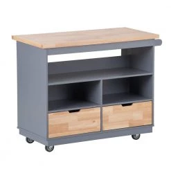 Dusty Blue Kitchen Cart with Rubber Wood Tabletop, Mobile Two-Sided Storage Cabinet Kitchen Island by Kahomvis 16 Dusty Blue Kitchen Cart with Rubber Wood Tabletop, Mobile Two-Sided Storage Cabinet Kitchen Island by Kahomvis -Kahomvis Sales Store dusty blue kahomvis kitchen carts kk lk05 1aag c3 1000