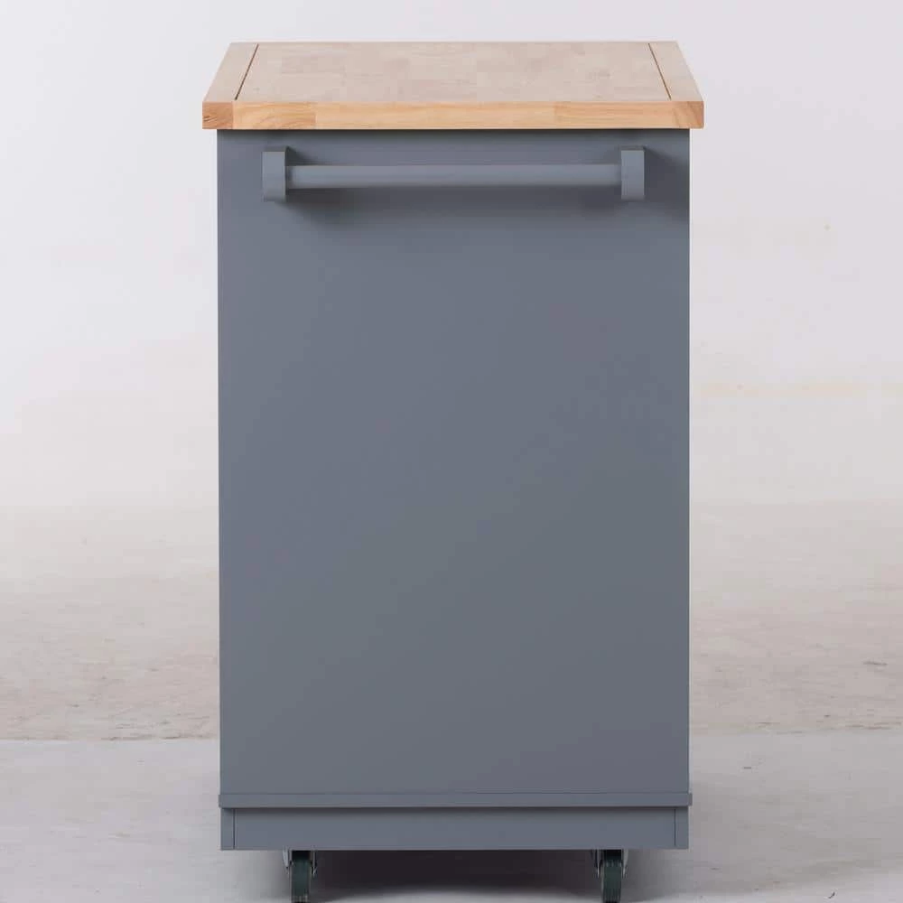 Dusty Blue Kitchen Cart with Rubber Wood Tabletop, Mobile Two-Sided Storage Cabinet Kitchen Island by Kahomvis 2 Dusty Blue Kitchen Cart with Rubber Wood Tabletop, Mobile Two-Sided Storage Cabinet Kitchen Island by Kahomvis - Image 2