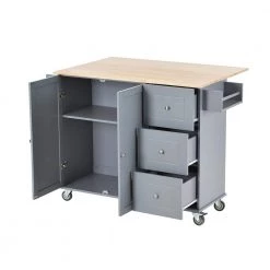 Dusty Blue Rolling Mobile Kitchen Island with Solid Wood Top, Drop Leaf and Storage Cabinet by Kahomvis 11 Dusty Blue Rolling Mobile Kitchen Island with Solid Wood Top, Drop Leaf and Storage Cabinet by Kahomvis -Kahomvis Sales Store dusty blue kahomvis kitchen islands kk lkwf 5aag 77 1000