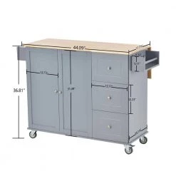 Dusty Blue Rolling Mobile Kitchen Island with Solid Wood Top, Drop Leaf and Storage Cabinet by Kahomvis 16 Dusty Blue Rolling Mobile Kitchen Island with Solid Wood Top, Drop Leaf and Storage Cabinet by Kahomvis -Kahomvis Sales Store dusty blue kahomvis kitchen islands kk lkwf 5aag fa 1000