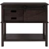 35 in. Espresso Distressed Standard Rectangle Wood Console Table with Sliding Barn Door and-Drawers by Kahomvis