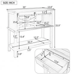 35 in. Espresso Distressed Standard Rectangle Wood Console Table with Sliding Barn Door and-Drawers by Kahomvis -Kahomvis Sales Store espresso distressed finish kahomvis console tables tre lkwf 08aap 76 1000