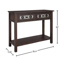 35 in. Espresso Distressed Standard Rectangle Wood Console Table with Hollow-Out Decoration-Drawers and-Shelf by Kahomvis -Kahomvis Sales Store espresso distressed finish kahomvis console tables tre lkwf 10aab 40 1000