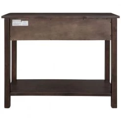 35 in. Espresso Distressed Standard Rectangle Wood Console Table with Hollow-Out Decoration-Drawers and-Shelf by Kahomvis -Kahomvis Sales Store espresso distressed finish kahomvis console tables tre lkwf 10aab 66 1000