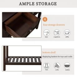 31.7 in. Espresso Standard Rectangle Wood Console Table with Bottom-Shelf and Storage-Drawers by Kahomvis -Kahomvis Sales Store espresso kahomvis console tables tre lkwf 62aap 44 1000